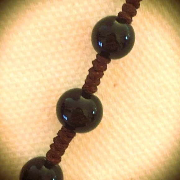 Vintage Tibetan Mala (Prayer Beads) w/ Fire Agate Dzi and Black Obsidian Beads - Picture 9 of 10